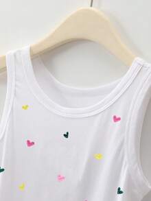 Resyla Colorful Heart Pattern Embroidered Women's Round Neck Camisole - White - View 4