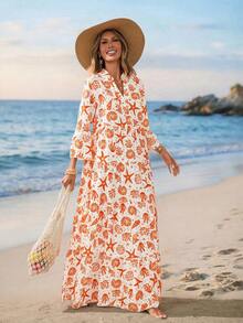 Sylviya Women's Casual Ocean Holiday Print Dress,Vacation - Multicolor - View 5