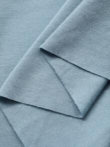 DAZY 男士纯蓝色圆领家居服上衣，夏季 - 藍色 - 查看 8