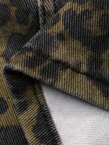 DAZY 女士常规腰围豹纹印花短款街头休闲牛仔迷你裙 - 軍綠色 - 查看 7