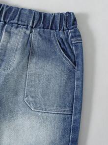 SHEIN Casuvi Kids Young Boy's Casual Fashion Street Style Loose Fit Wide Leg Jeans, Versatile For Daily Wear - Blue - View 3