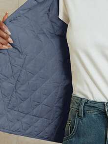 Aveloria Modichic Áo khoác có đệm tay dài cổ tròn dáng rộng thoải mái dành cho nữ - Màu xanh lam - Xem 7
