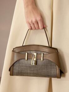 MOTF PREMIUM FASHION LOCK DETAIL TOP HANDLE BAG - Light brown - View 8