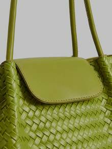 Ontre Fashion Women's Handbag, Embossed Woven PU Shoulder Bag - Green - View 5