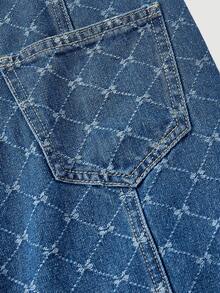 Sweetra 女士时尚休闲优雅百搭无袖牛仔连衣裙 - 中等水洗藍 - 查看 3