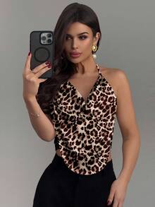 Firerie 优雅性感休闲简约豹纹全包臀露背吊带背心，适合夏季、情人节、狂欢节、海滩、优雅约会、暑假等场合。 - 彩色 - 查看 4