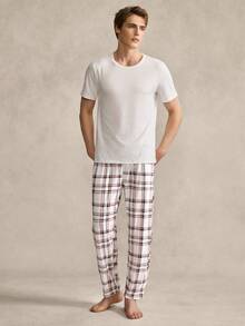 1pc Men's Retro British Style Contrast Plaid Pajama Pants - Multicolor - View 6