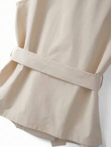 SHEIN Franclia Franclia Fashionable Casual Sleeveless Women Trench Coat - Khaki - View 7