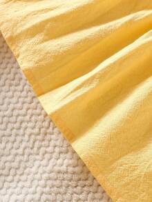 SHEIN 新生女宝宝甜美简约刺绣花边纯棉无袖连衣裙，轻盈透气，适合日常穿着、庆祝派对、一周岁生日、春夏新品 - 黃色 - 查看 6