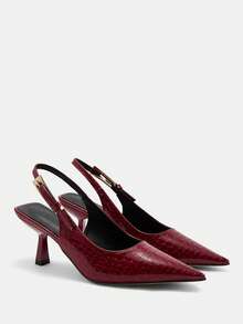 CUCCOO CURVES Tacones altos de punta elegantes y de moda con ajuste ancho para Navidad - Carmesí - Ver 7