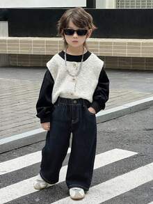 DAZY 男童简约日常牛仔裤 - 藍色 - 查看 3