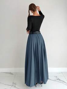 ura, estilo "Old Money" para mujer, elegante para ocasiones formales, casuales y laborales, adecuada para ir al trabajo, salir o diario, una prenda imprescindible para el otoño y el invierno - Azul - Ver 4