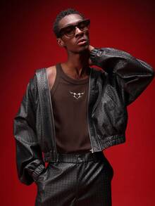 SUMWON Men's Muscle Fit Ribbed Tank Top With Embossed Metallic Heart Graphics Sleeveless Undershirt Summer Casual Wear - Chocolate Brown - View 4