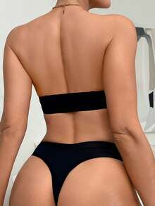 Set de 3 piezas de lencería con cierre frontal, parches de encaje y tirantes transparentes - Multicolor - Ver 2