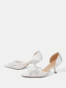 CUCCOO HITCHD Women's Pointed Toe Bow Decor Elegant High Heels Valentine's Day Elegant Shoes - White - View 8