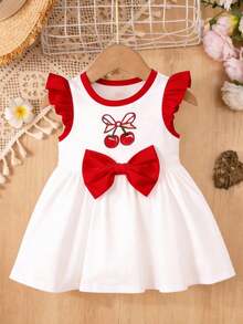SHEIN Gaun Lengan Panjang Bermotif Kartun dengan Pita Manis untuk Bayi Perempuan, Cocok untuk Musim Gugur/Musim Dingin - MultiWarna - View 2