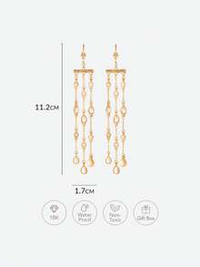 Opalesca 一对欧美时尚金色高端流苏长款几何珍珠耳环，适合女士，展现宫廷风格气质，精致轻盈，尽显奢华魅力。耳环、服饰、复古、串珠、婚礼/新娘配饰、仙女风/精灵风、珍珠、送给妈妈/女士/女孩/母亲、优雅、高级、精致串珠、婚礼/新娘配饰、仙女风/精灵风、珍珠、送给妈妈/女士/女孩/母亲、优雅、高级、花朵、水晶、金色、复活节、旅行/海滩/度假、波西米亚风 - 彩色 - 查看 6