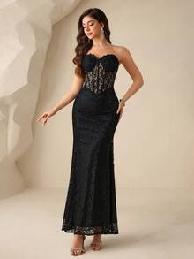 Coutiva 奢华晚礼服，高端正式礼服，优雅别致礼服 - 黑色 - 查看 1