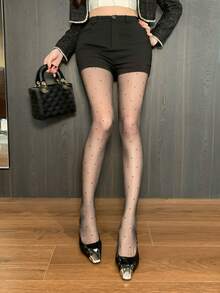 FRIFUL 女士波点网眼性感连裤袜 - 黑色 - 查看 6