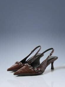 CUCCOO GRLICON Fashion Pointed Toe Stiletto High Heel Party Women's Shoes - Brown - View 5