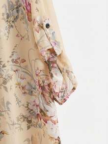 EMERY ROSE Chaqueta larga regular de mujer con estampado de flores para uso casual en otoño/invierno - Albaricoque - Ver 5