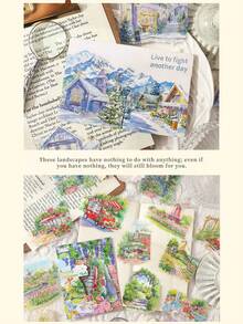 一套10张PET防水日记贴纸，自然美学贴纸，适用于日记、剪贴簿、DIY工艺品和艺术用品 - 多款 - 查看 13