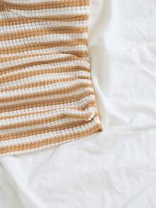 Elamini 女士休闲褶皱条纹吊带背心，适合日常穿着和度假，春夏皆宜 - 鵝黃色 - 查看 5