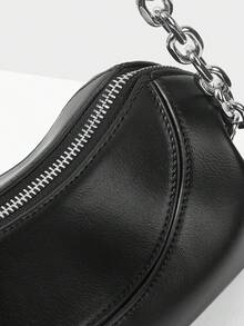 MOTF WOMEN'S FASHION STREET CHIC CHAIN ZIPPER HANDBAG, SUITABLE FOR DAILY COMMUTE - Black - View 7