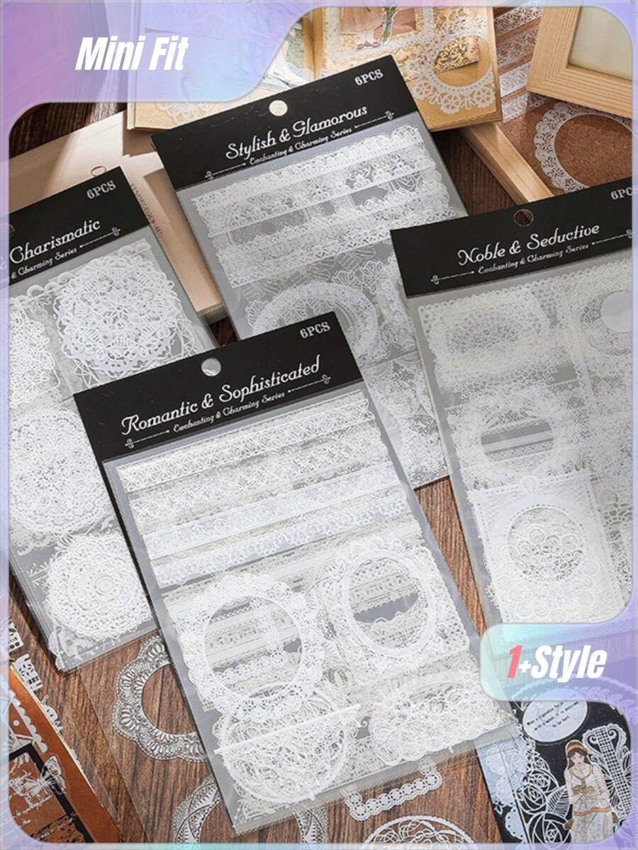 一套4张迷人复古风格胶片切割手账贴纸，防水PET材质贴纸，手账专用贴纸 - 復古 - 查看 1