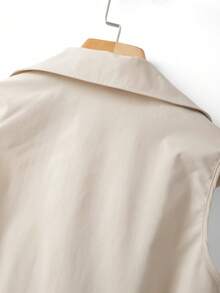 SHEIN Franclia Franclia Fashionable Casual Sleeveless Women Trench Coat - Khaki - View 4