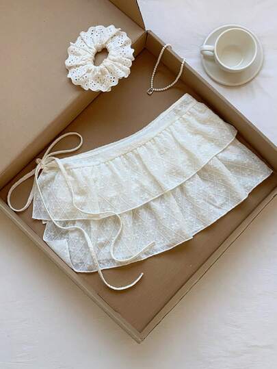 Comfortcana 女士花卉刺绣褶皱休闲百搭日常中长裙