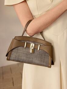 MOTF PREMIUM FASHION LOCK DETAIL TOP HANDLE BAG - Light brown - View 9