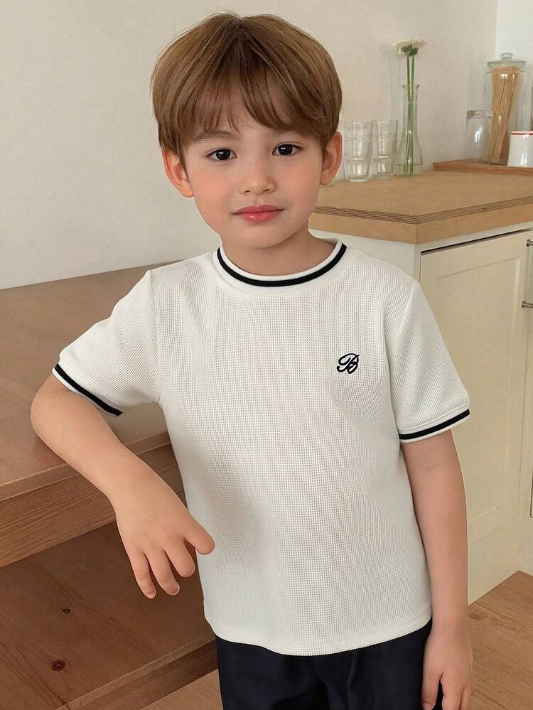 Young Boys Round Neck Short Sleeve Casual Everyday Summer Versatile T-Shirt