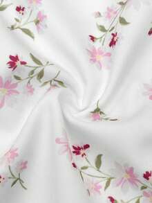 Selamara Vestido Curto Casual Feminino com Babado na Barra e Estampa Floral Miúda para Férias - Branco - Visão 4