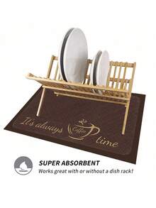 1 pieza Alfombrilla para barra de café - Secado rápido, súper suave de tierra de diatomeas, resistente al calor, felpudo de drenaje de utensilios de cocina con diseño de "Barra de café", muy adecuado para encimera y mesa de comedor, protección de encimera, alfombrilla de café - Multicolor - Ver 8
