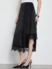 Aveloria Modichic Fashionable European Design Casual Commute Black Lace Skirt Women Long Elegant Gothic Cover Up For Autumn Classy Bar Party - Black - View 4