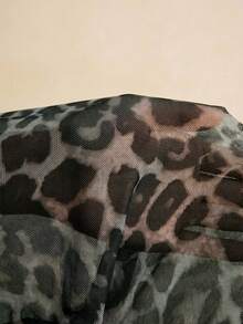 Poéselle Women's Leopard Print Stand Collar Long Sleeve Bodysuit - Grey - View 7