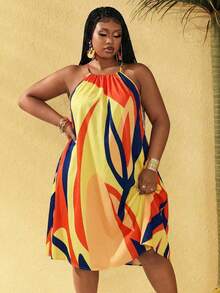 Vestido de Verano para Mujer Talla Grande Maweii, Estampado Multicolor de Líneas Asimétricas, Tirantes Ajustables, Corte en A, Sin Mangas, para Vacaciones - Multicolor 7 - Ver 5