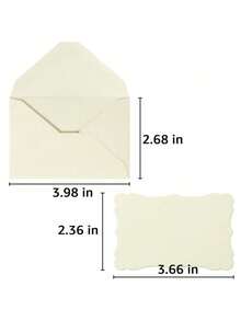 20张邀请卡及信封套装，另附20张空白便笺卡，小型自封信封 - 非常适合毕业典礼、婚礼、婴儿派对、邀请函和回复卡，米色文具 - 多色 - 查看 3