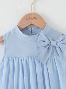 Souflis Souflis 法式风格少女夏季新款浅蓝色优雅纯色宽松休闲连衣裙，适合购物、外出、度假等场合。 - 淺藍色 - 查看 5