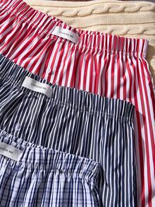 3pcs/Set Striped & Plaid Print Comfortable Casual Men's Harem Pants - Multicolor - View 3