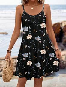 Sylviya Women's Spaghetti Strap Knitted Mini Dress, Suitable For Summer Summer Dresses For Women,Sun Dresses For Women,Bohemian Clothes Chic Dress,Vacation - Multicolor - View 3