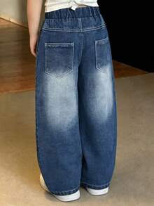 SHEIN Casuvi Kids Young Boy's Casual Fashion Street Style Loose Fit Wide Leg Jeans, Versatile For Daily Wear - Blue - View 7