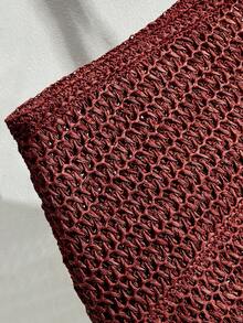 SHECARRY Fashionable Woven Women's Handbag, Large Capacity Shoulder Tote Bag - red brown - View 4