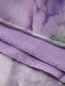 DAZY Women's Elegant Floral Ruffle Hem Strapless Mid-Length Dress, Summer Wedding Guest Dress - Purple - View 11