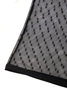 Men's Contrast Trim Mesh Sheer Round Neck Short Sleeve Base Layer Top - Black - View 6