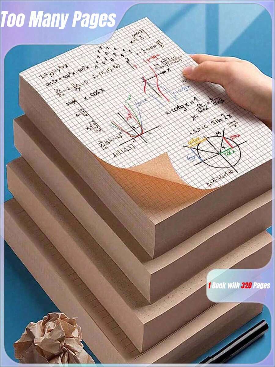 1pc Notebook Containing 320sheets Wood Pulp Draft Paper, Sketch Book, For Students, Exam Takers, Children To Paint And Take Notes - Multicolor - View 1