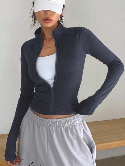 DAZY 女士纯色修身休闲长袖T恤，秋季新品