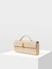 MOTF PREMIUM 优雅压纹手提包，通勤必备 - 金色草編 - 查看 4