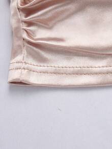 GlowEve Women's Solid Color Pleated Fashionable Versatile Camisole Top - Khaki - View 5